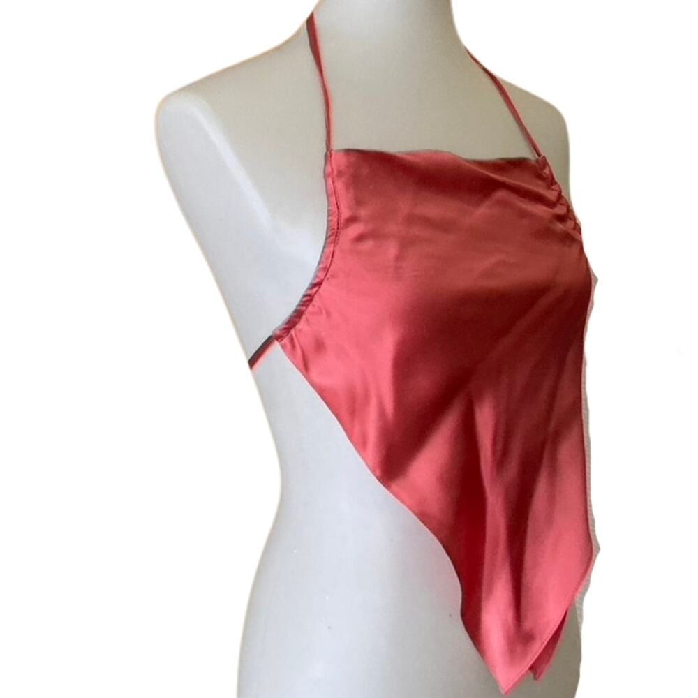 KES NYC 100% Silk/Satin Scarf Top, Never Worn, OS, Raspberry